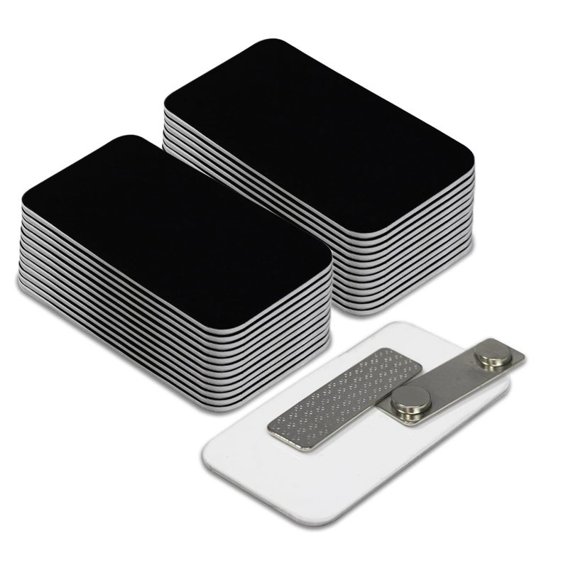 All Quality Black Name Tag Blanks â€“ 25 Pack, 1.5" x 3", Round Corners, DIY Engravable Plastic Badges with Magnetic Backing â€“ All Quality Badges - Image 1